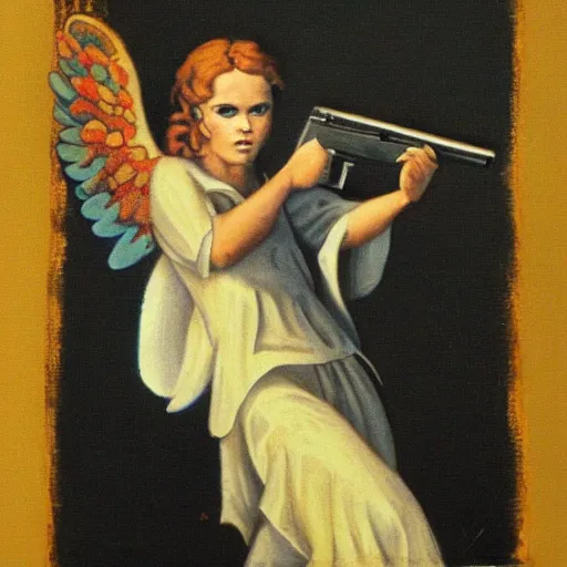 Image similar to angel with a shotgun