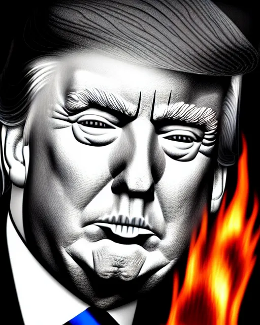 Image similar to portrait of donald trump with eyebrows on fire, by alan bean, ultra detailed, character design, concept art, trending on artstation,