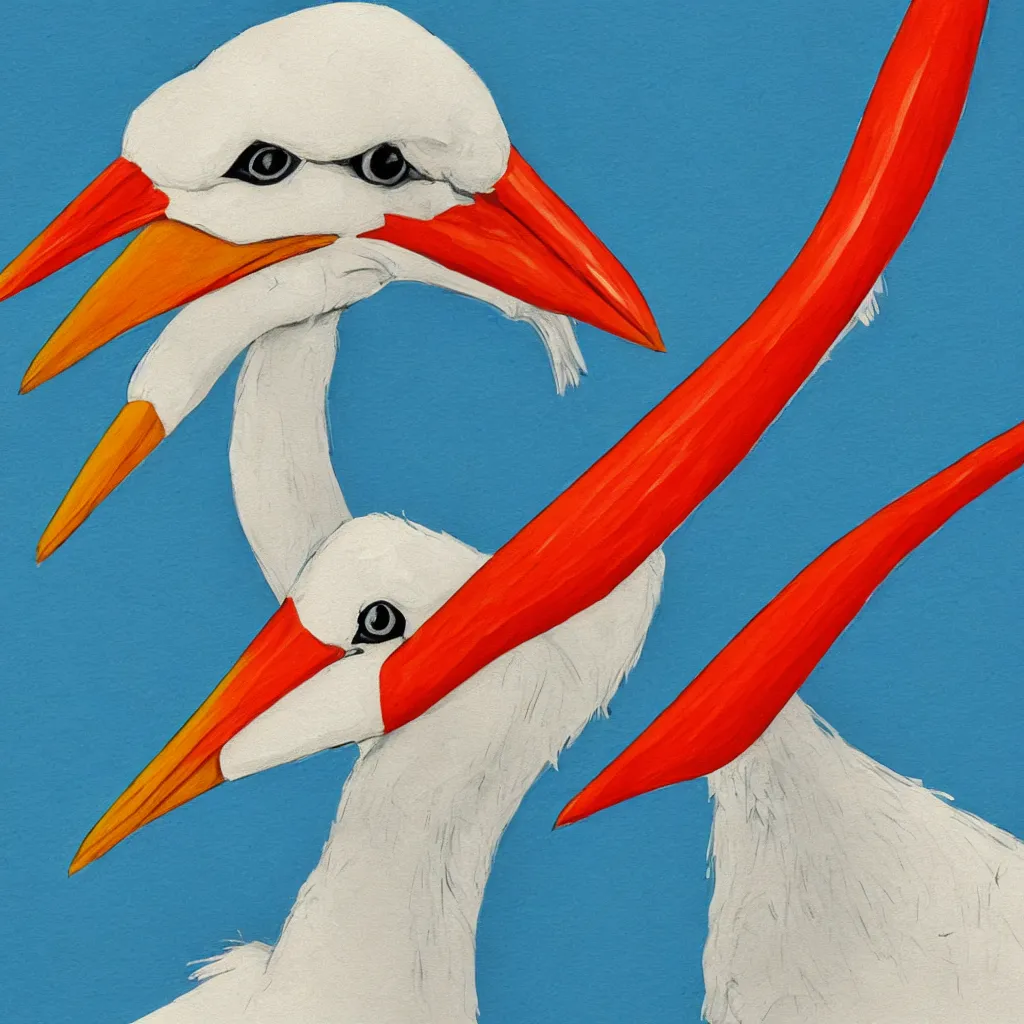 Prompt: artistic drawing of a stork with cylinder hat and cigar in the beak, colourful, very detailed, 4 k