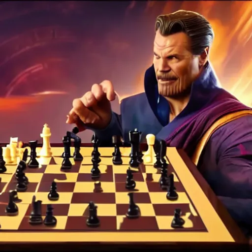 Image similar to thanos playng chess with doctor strange, detailed 4 k