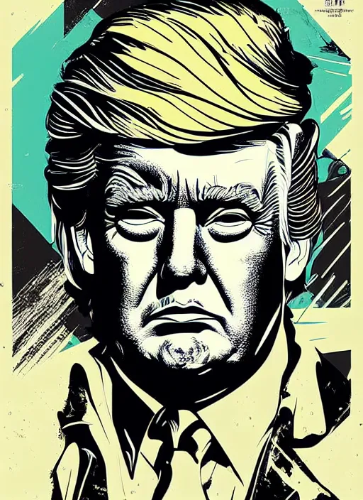 Image similar to highly detailed delirium face portrait of donald trump by petros afshar, tom whalen, laurie greasley, war face by greg rutkowski