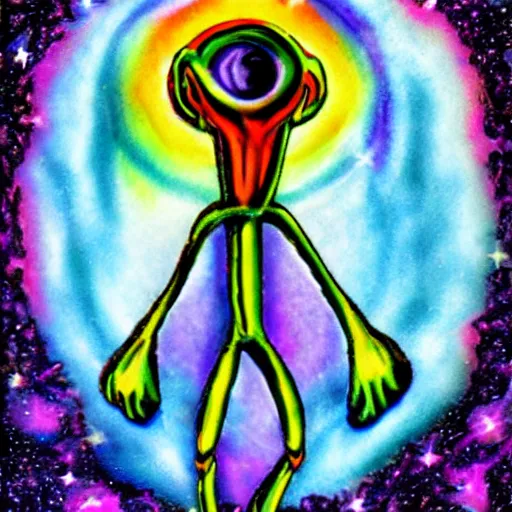 Image similar to rainbow cosmic alien