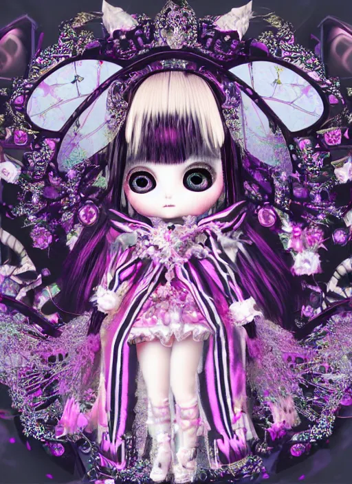 Image similar to baroque bedazzled gothic royalty frames surrounding a pixelsort emo demonic horrorcore japanese beautiful fairy kei doll, sharpened early computer graphics, remastered chromatic aberration