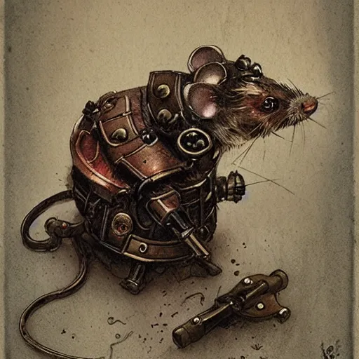 Prompt: an ashigaru steampunk mouse by brian froud and greg rutkowski