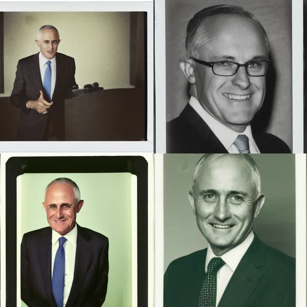 Prompt: Malcolm Turnbull the Australian politician, polaroid photo