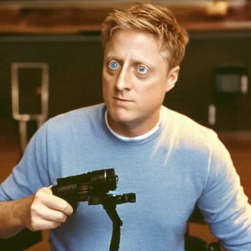 Prompt: color 35mm film still of Alan Tudyk, figure portrait