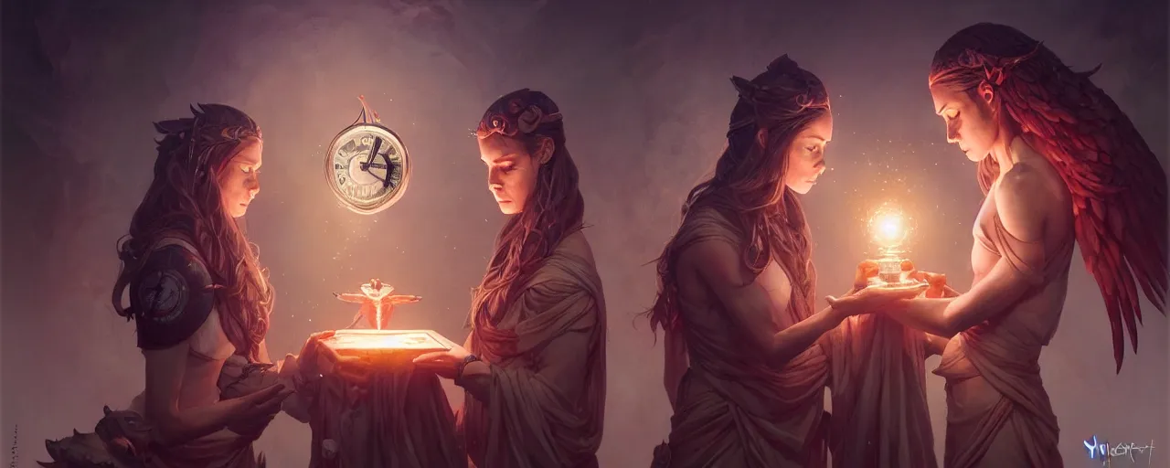 Image similar to time keepers performing a ritual by magali villeneuve, artgerm, greg rutkowski, digital art, sharp focus, award winning, intrecate details, 4 k,