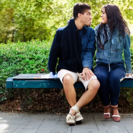 Image similar to a couple sitting on a park bench