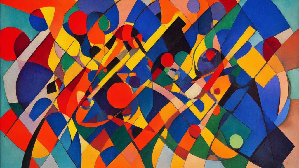 Image similar to abstract minimalism art painting, lines, forms, shapes, in style of kandinski,