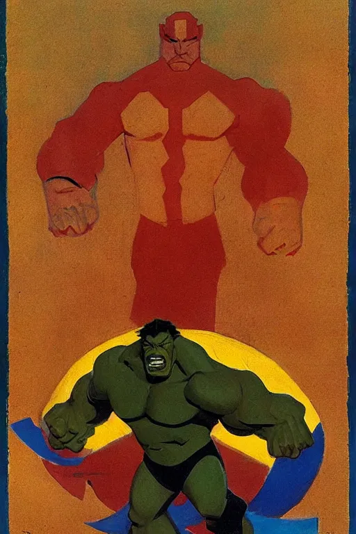 Image similar to hulk, marvel, artwork by nicholas roerich,