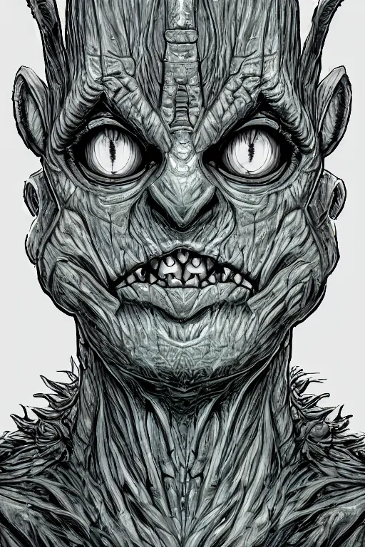 Image similar to a humanoid goblin broccoli monster, symmetrical, digital art, sharp focus, trending on art station, anime