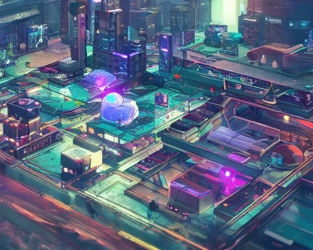 Image similar to fictional 3 d land plot ; moe art style ; isometric ; inspired by cyberpunk 2 0 7 7 ; highly detailed map ; realistic proportions ; realistic lighting ; hyperrealistic ; octane render ; unreal engine 5