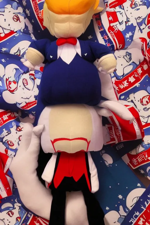 Prompt: touhou donald trump fumo plushie, by ross tran, oil on canvas