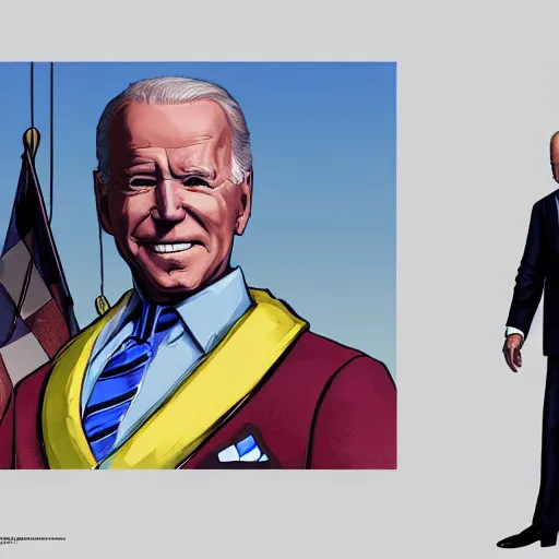 Prompt: Joe Biden in a GTA 5 loading screen, concept art by Anthony McBain, trending in artstation, artstationHD, artstationHQ