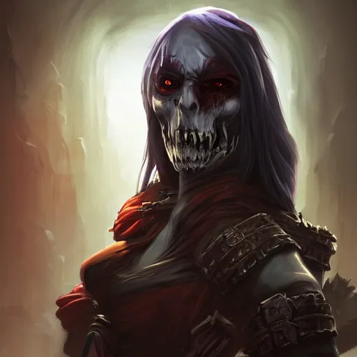 Image similar to a digital portrait painting of an undead rogue from world of warcraft, matte painting, hyper realistic, very detailed, dramatic scene, realistic lighting, dark fantasy, 4 k, in the style of greg rutkowski,