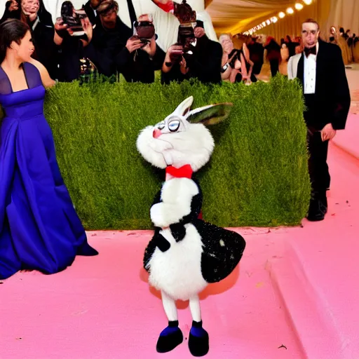 Prompt: photo of bugs bunny at the met gala