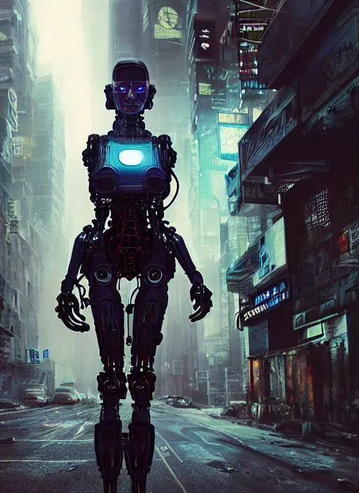 Image similar to Ultra realistic cyberpunk,sci-fi, fantasy,Kodak Portra 400, 8K, soft light, volumetric lighting, highly detailed photo of a beautiful cyborg robot woman in a street of a post apocalyptic new york + face,night, fog , intricate, elegant, highly detailed, digital painting, artstation, concept art, smooth, sharp focus, illustration,art by artgerm and greg rutkowski and alphonse mucha , sigma art 85mm F1.8