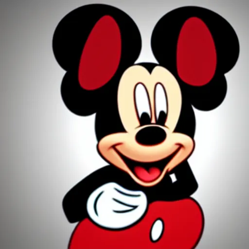 Prompt: mickey mouse with one eye