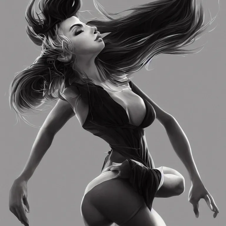 Image similar to dancer in the wind by artgerm, retrofuturism, trending on artstation