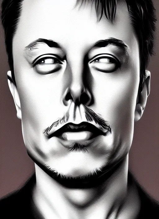 Image similar to portrait of elon musk, intricate, elegant, highly detailed, digital painting, artstation, concept art, smooth, sharp focus, illustration