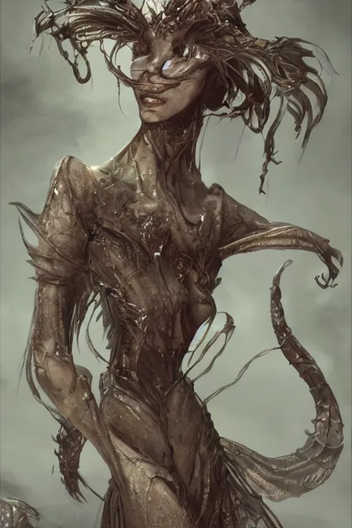 Image similar to beautiful siren, creature concept art, weta studios, Guillermo Del Toro,