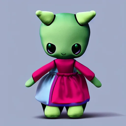 Image similar to cute fumo plush of a chaotic good girl, cel shading, vray