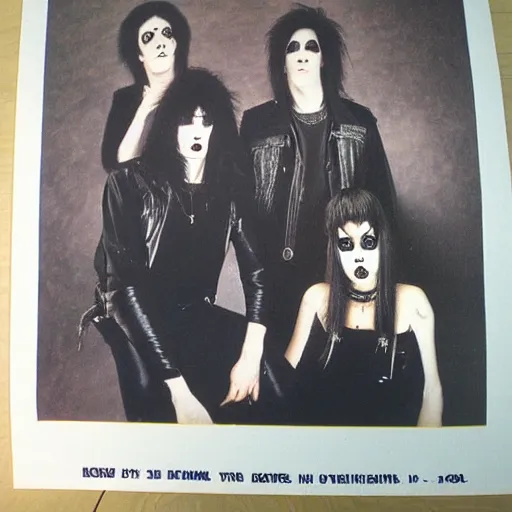 Image similar to 1 9 8 0 s goth band promo photo, fine detailed, photorealistic, portrait