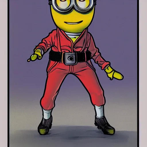 Image similar to a minion by hirohiko araki and moebius