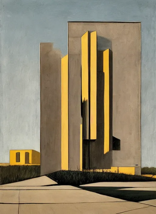 Image similar to a painting of an alejandro aravena building by giorgio de chirico