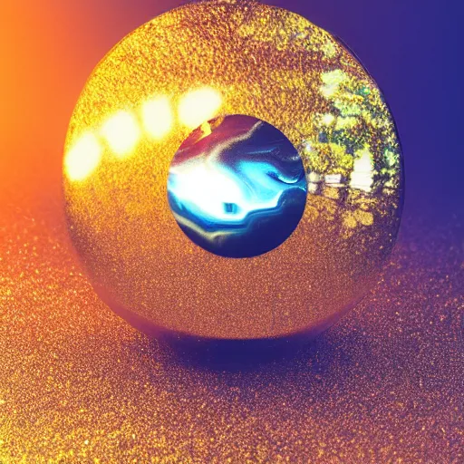 Image similar to tilt shift leaf sphere ipercube huge light intricate reflection diffraction marble gold obsidian preraffaellite photography cut, octane, artstation render 8 k neon