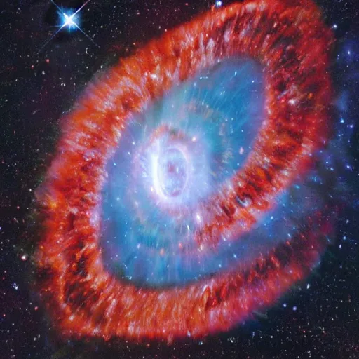 Image similar to Print. NGC7293 Helix Nebula in intrared by VISTA telescope, Chile. by Steve Ditko, by Fintan Magee
