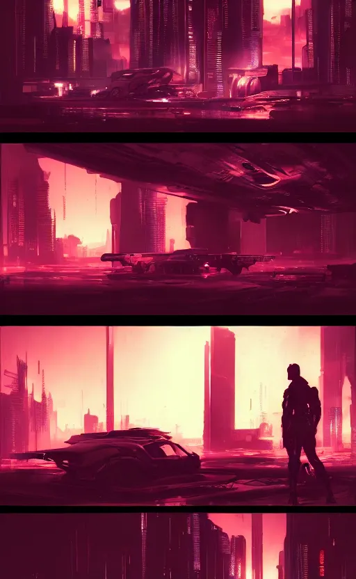 Prompt: Sci-Fi cyberpunk Comic page made up of art by the best artists Trending on Artstation. Paneling style by Bill Sienkiewicz. Octane render, Raytracing, 3d masterpiece, fantastic lighting by James Gurney. Noir detective genre.