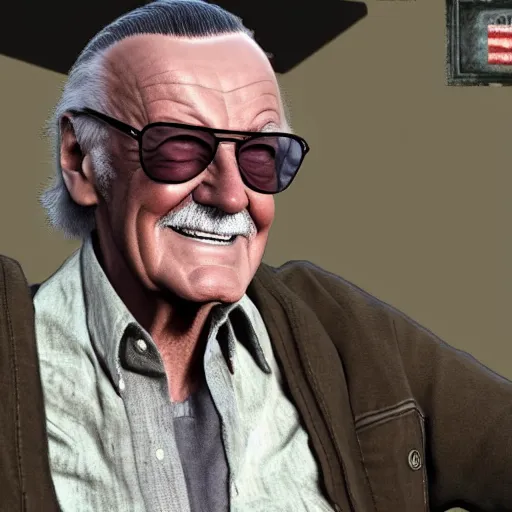 Image similar to Film still of Stan Lee, from Red Dead Redemption (2018 video game)