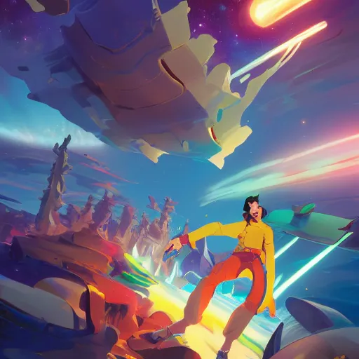 Image similar to hero world space dandy, behance hd by jesper ejsing, by rhads, makoto shinkai and lois van baarle, ilya kuvshinov, rossdraws global illumination