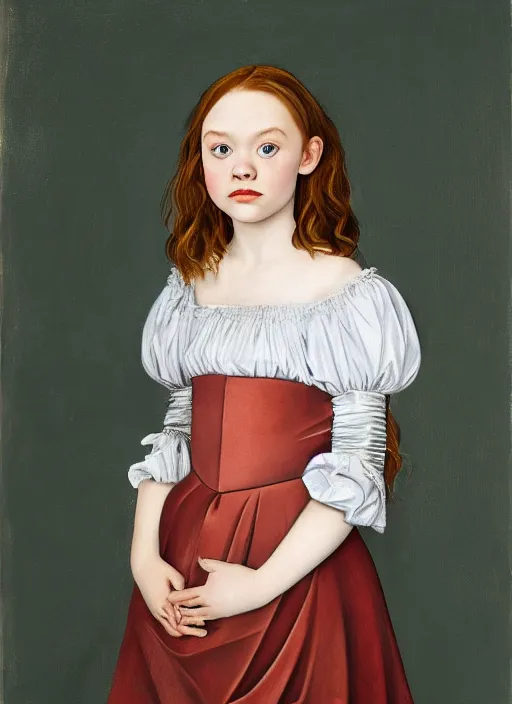 Image similar to Sadie Elizabeth Sink In the style of Caravaggio
