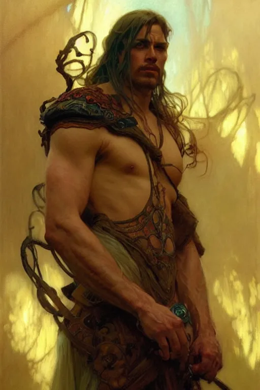 Image similar to attractive man, elden ring, cool colors, painting by gaston bussiere, craig mullins, greg rutkowski, alphonse mucha