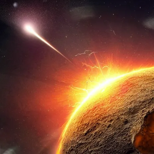 Prompt: Asteroid crashing into the earth, style of blockbuster movie