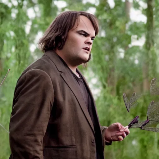 Prompt: jack black dragonfly hybrid, movie still, 8 k