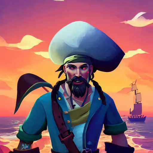 Image similar to painting jack the pirate on sea of thieves game avatar hero smooth face median photoshop filter cutout vector behance hd by jesper ejsing, by rhads, makoto shinkai and lois van baarle, ilya kuvshinov, rossdraws, illustration, art by ilya kuvshinov and gustav klimt