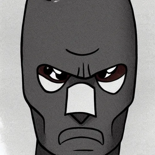 Image similar to a portrait of a ver very sad batman, cartoon