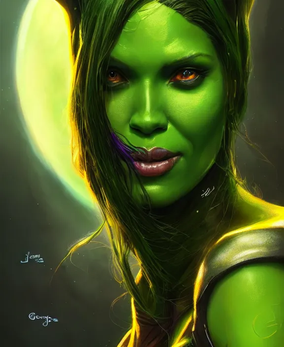 Prompt: gamora in times square, perfect face, symmetrical eyes, green skin, cinematic, stunning, elegant, highly detailed, psychedelic, digital painting, artstation, smooth, hard focus, illustration, art by jessica rossier and and brian froud