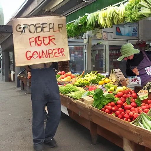 Image similar to greengrocer with a sign that says counter strike