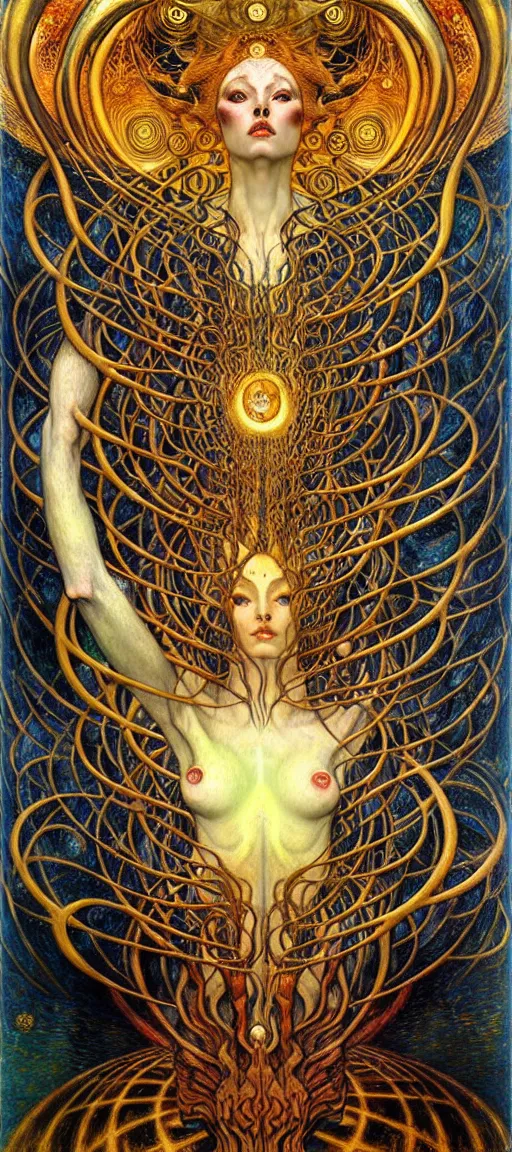 Image similar to Divine Chaos Engine by Karol Bak, Jean Delville, William Blake, Gustav Klimt, and Vincent Van Gogh, symbolist, visionary