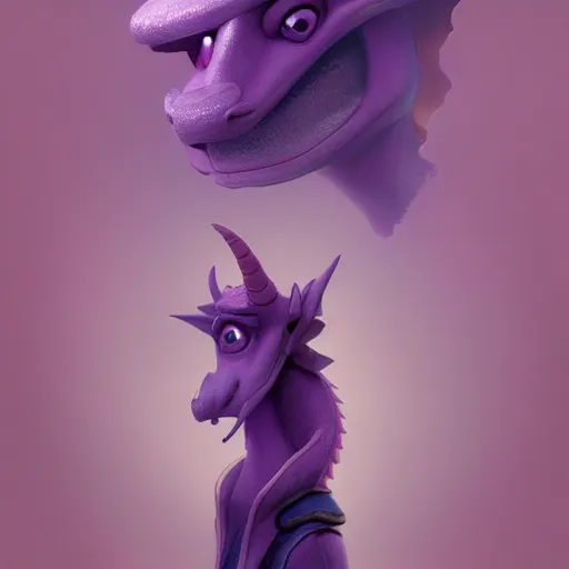 Image similar to figment the purple dragon from disney as a anthropomorphic human, furry, realistic, 4 k photo, beautiful, award winning, 4 k, greg rutkowski