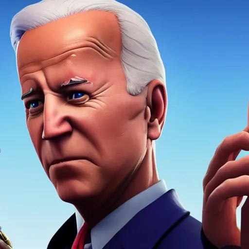 Image similar to Film still of Joe Biden, from Fortnite (2017 online video game)