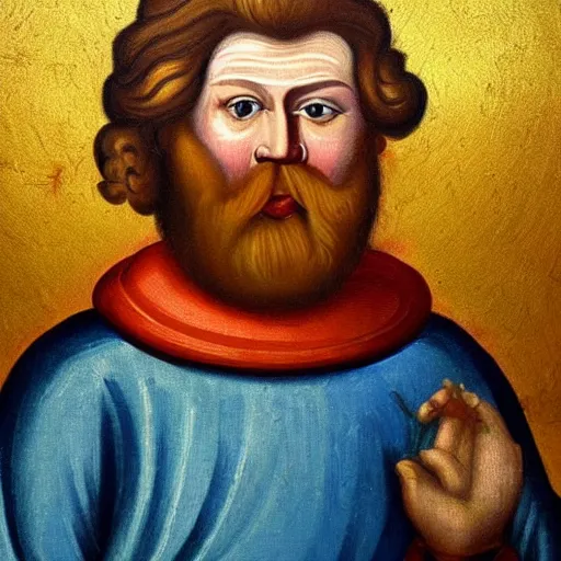 Image similar to 9 th century oil painting of king ronald mcdonald