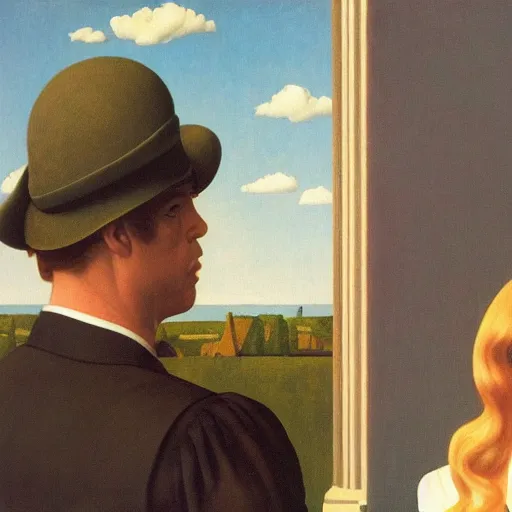 Image similar to a reasonable suspicion under the rule of law by Raphael, Hopper, and Rene Magritte. detailed, romantic, enchanting, trending on artstation.