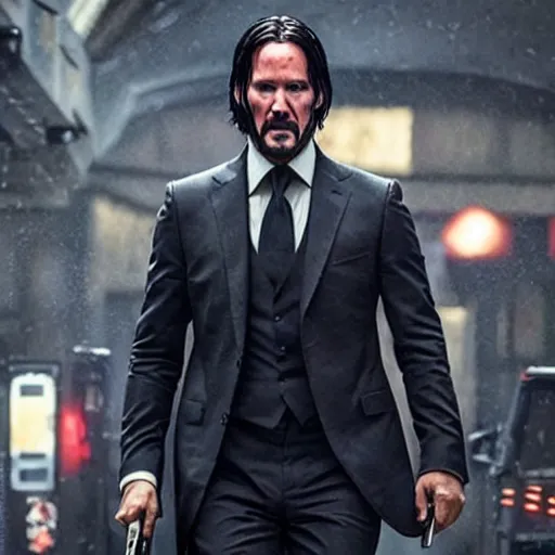 Image similar to john wick with the avengers mcu, dramatic, epic, cinematic