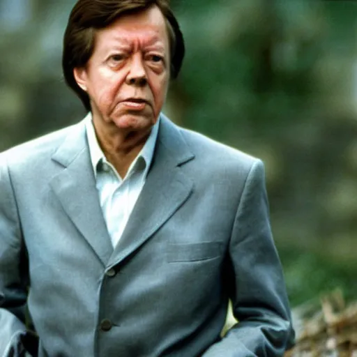 Prompt: Jimmy Carter as Greg Stillson, The Dead Zone (1983)