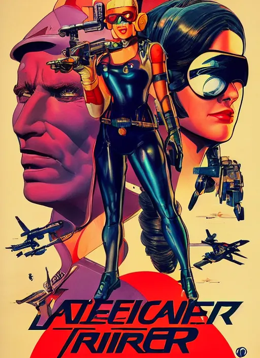 Image similar to american propaganda poster. cyberpunk pilot. portrait by jean giraud and anton otto fischer and john philip falter and will eisner and gil elvgren and pixar. realistic proportions. character art. science fiction d & d. overwatch, rb 6 s, cyberpunk 2 0 7 7, blade runner 2 0 4 9.